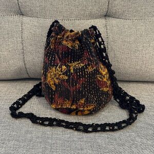 Free People Velvet Moon Crossbody Bag Leaves Beaded